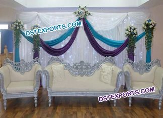 Asian Wedding New Silver Carved Sofa Set
