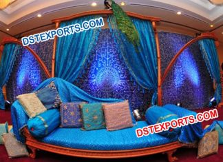Blue Embrodried Backdrop for Wedding