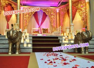 Wedding Golden Carved Wooden Backdrop Panel