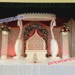 Fiber Swan Pillar Wedding Stage Decoration 9474