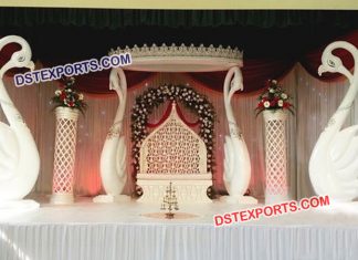 Fiber Swan Pillar Wedding Stage Decoration Fiber Swan Pillar Wedding Stage Decoration 9474