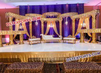 Golden Muslim Wedding Reception Stage Golden Muslim Wedding Reception Stage