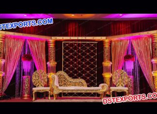 Indian Wedding Golden Crystal Stage Decor Indian Wedding Golden Crystal Stage Decor