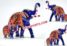 Metal Statue Hand Painted Elephant Sculpture