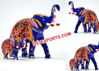 Metal Statue Hand Painted Elephant Sculpture