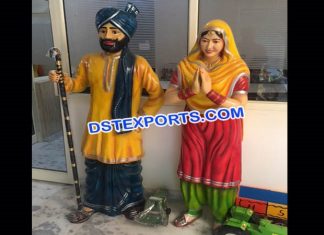 Punjabi Culture Sardar & Sardarni Fiber Statues Punjabi Culture Sardar & Sardarni Fiber Statues