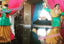 Punjabi Wedding Welcome Dancing Couple Statue