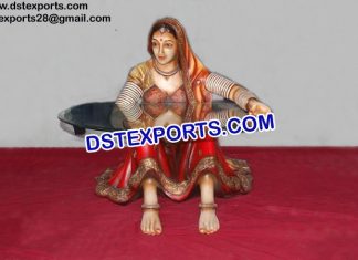 Traditional Rajasthani Lady Statue Table