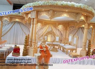 Indian Wedding Wooden Look Fiber Mandap Indian Wedding Wooden Look Fiber Mandap