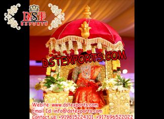 Golden Carving Wedding Doli with Umbrella Golden Carving Wedding Doli with Umbrella