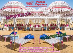 Punjabi Wedding Mehandi Stage Decoration With Umbrellas