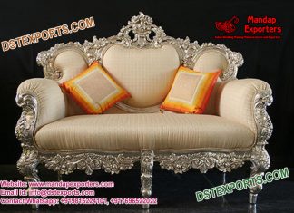 Royal Arabian Style Silver Carved Wedding Couch Royal Arabian Style Silver Carved Wedding Couch