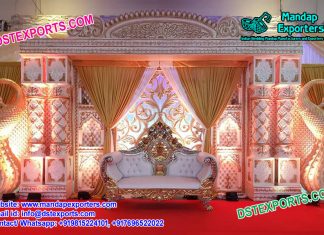 Royal Peacock Theme Designed Wedding Stage Royal Peacock Theme Designed Wedding Stage