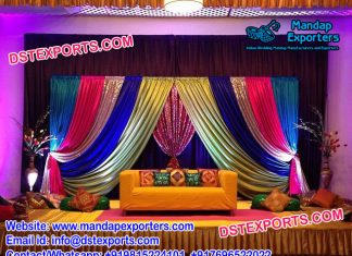 Shiny Colorful Backdrops For Mehndi Stage Shiny Colorful Backdrops For Mehndi Stage