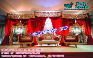 Royal Red Gold Combo Wedding Stage