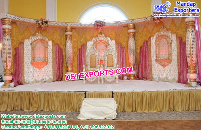 Modern Wedding Bottle Pillar Stage Boston