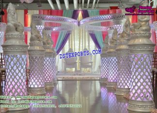 Wedding Walkway Crystal Pillars With Ganesha Wedding Walkway Crystal Pillars With Ganesha