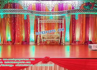 Gorgeous Palazzo Crystal Wedding Stage Gorgeous Crystal Pillar Palazzo Wedding Stage