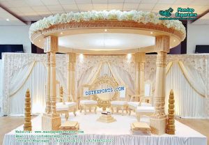 Indian Wedding Wooden Look Fiber Mandap