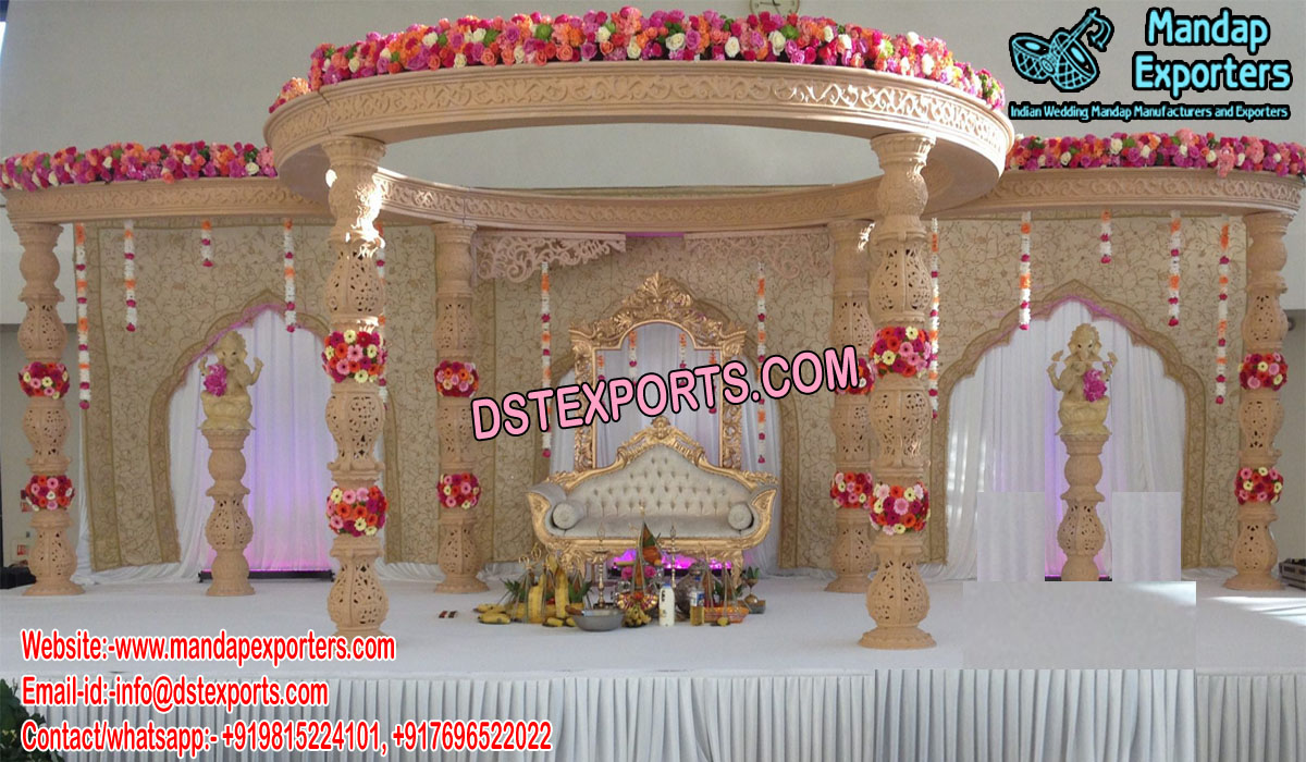 Trendy Wooden Look Fiber Wedding Mandap
