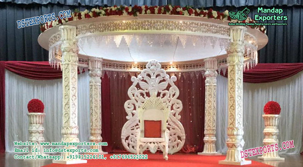 Indian Wedding White Pillar Fiber Mandap