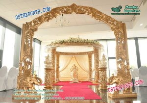 impressive Wedding Golden Fiber Mandap