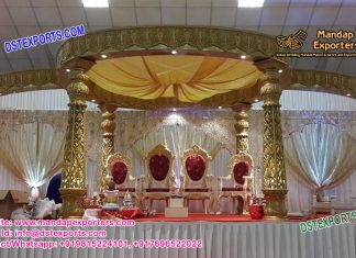 Indian Wedding Marvelous Golden Carved Mandap Indian Wedding Marvelous Golden Carved Mandap