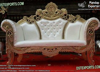 Elegant White & Gold Stage Love-Seater Elegant White & Gold Stage Love-Seater