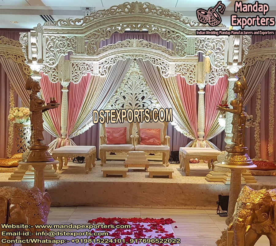 Indian Wedding Wooden Carved Mandap