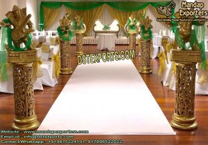 Wedding Golden Fiber Carved Walkway Pillars