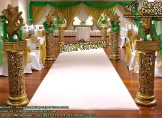 Wedding Golden Fiber Carved Walkway Pillars Wedding Golden Fiber Carved Walkway Pillars