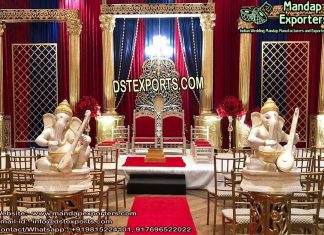 Wedding Graceful Golden Roman Pillars Stage Wedding Graceful Golden Roman Pillars Stage