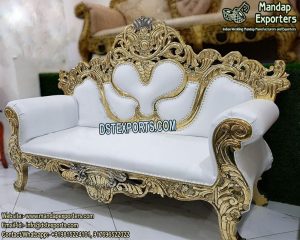 White and Golden Fancy Wedding Couch