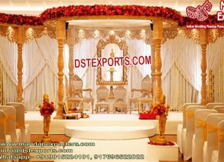 Gujarati Wedding Golden Wood Mandap Gujarati Wedding Golden Wood Mandap