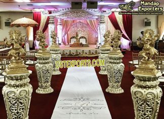 Wedding Walkways Pillars With Dancing Ganesha Wedding Walkways Pillars With Dancing Ganesha