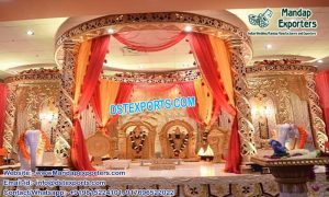 Hindu Wedding Spiral Gold Carved Mandap