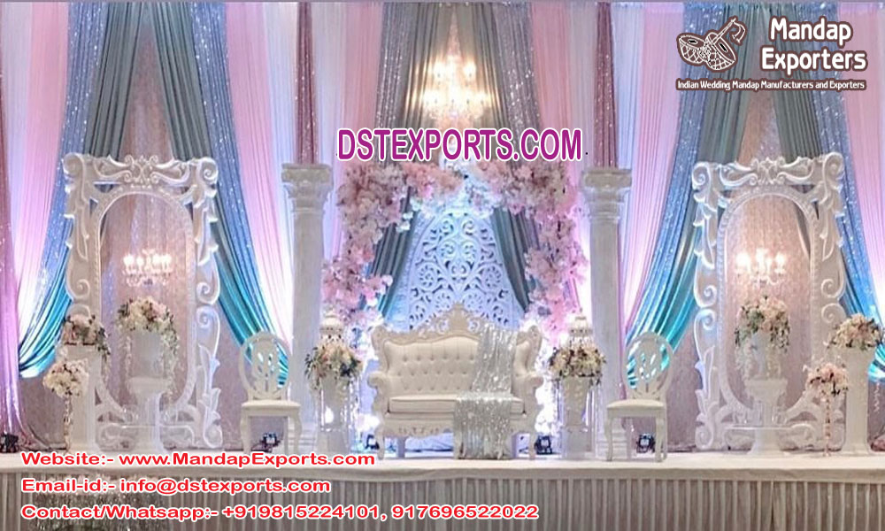 Majestic White Theme Wedding Stage Décor