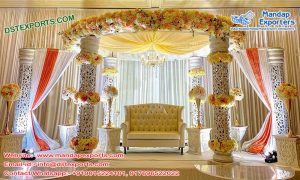 White Fiber Carved Wedding Mandap Switzerland