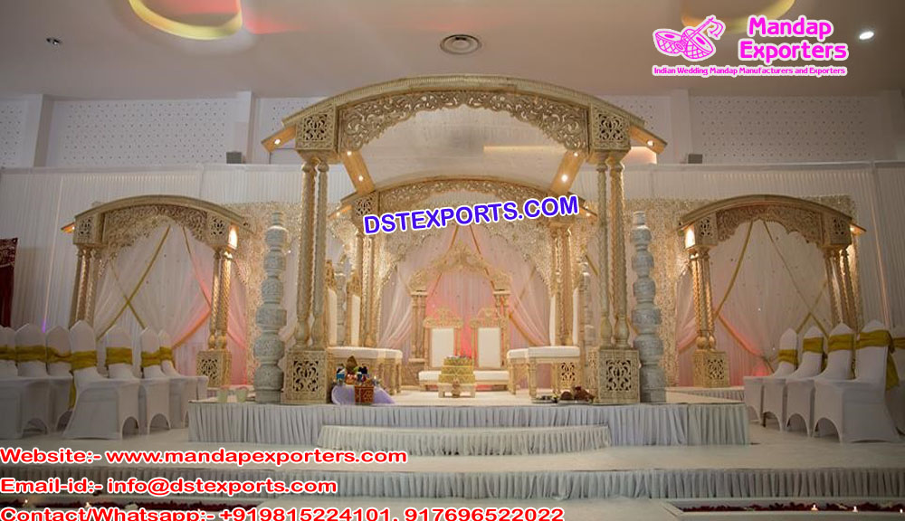 Exclusive Wedding Tri Pillars Wooden Mandap