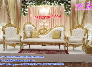 Stylish Wedding White-Gold Sofa Set Stylish Wedding White-Gold Sofa Set