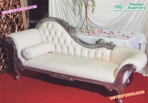 Asian Wedding Silver Chaise Sofa USA