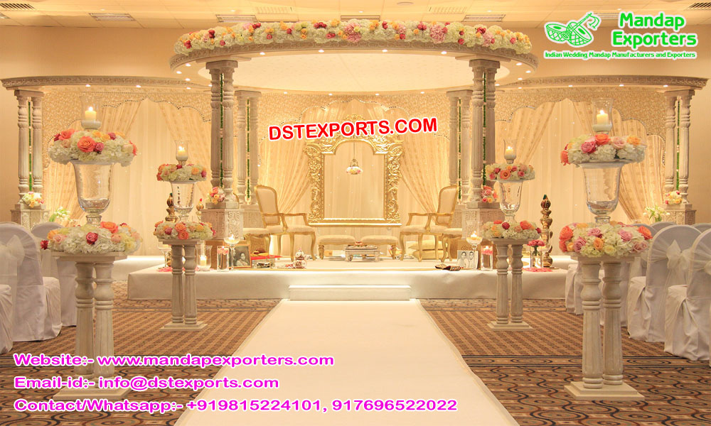 Modern Wedding Wooden Look FRP Mandap
