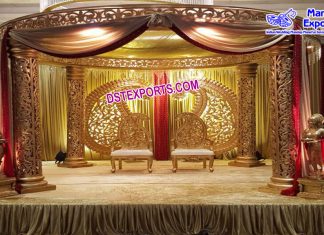 Wedding Fiber Carved Round Mandap With Paisley Wedding Fiber Carved Round Mandap With Paisley