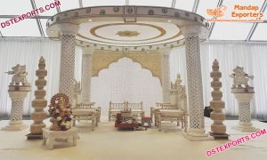 Wedding White Fiber Crystal Mandap USA