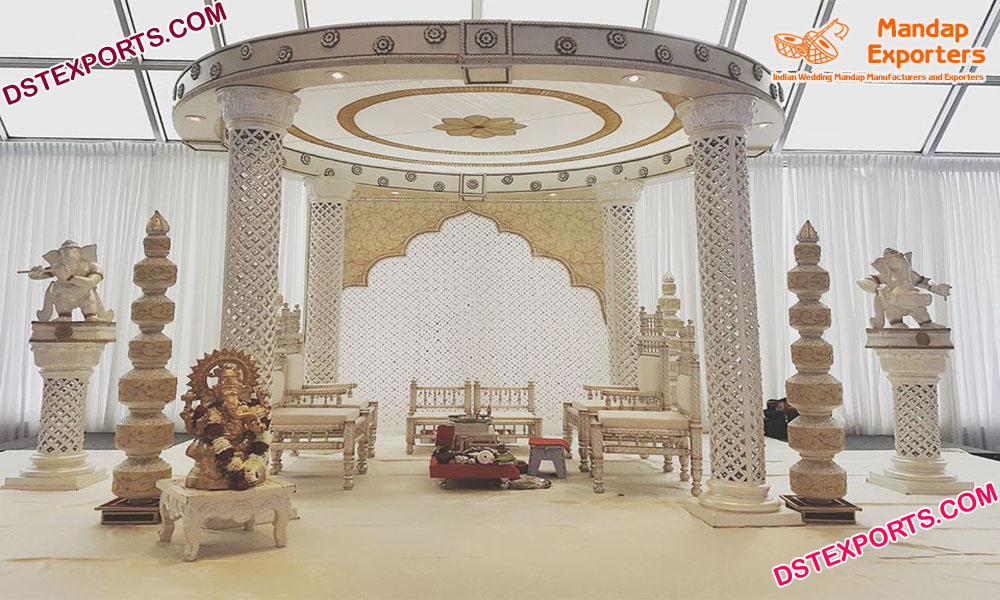 Wedding White Fiber Crystal Mandap USA