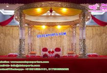 Glamorous Wedding Golden Fiber/Crystal Mandap Glamorous Wedding Golden Fiber/Crystal Mandap