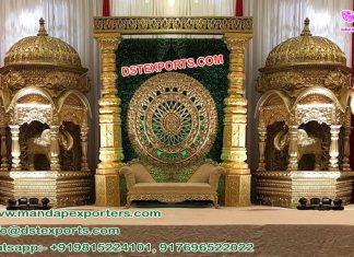 Grand Tamilian Wedding Stage with Fiber Temples Grand Tamilian Wedding Stage with Fiber Temples