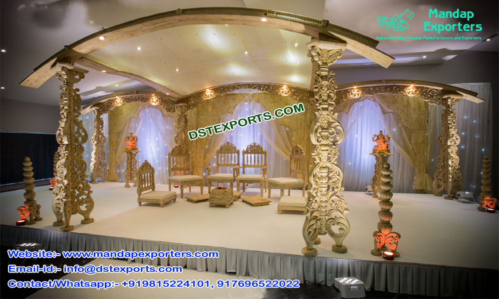 Hand Carved Stylish Wedding Wooden Mandap