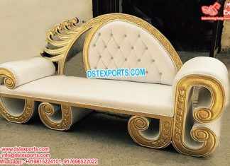 Luxury White Leather Wedding Chaise/Sofa