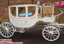 White Covered Horse Drawn Carriage For Sale